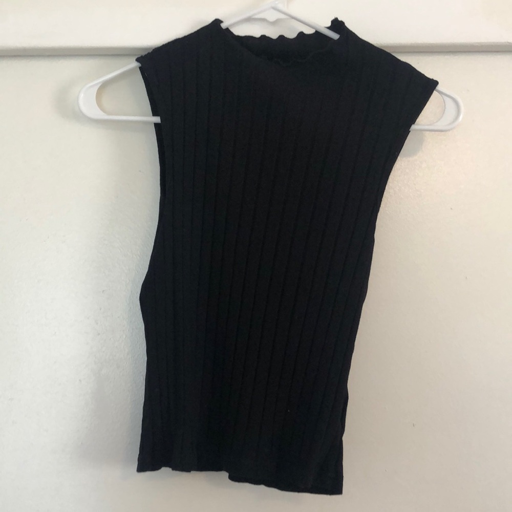Black mock neck tank top